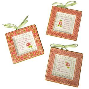 3 April Cornell Christmas Decorative Plates Wall Plaques Holiday Ceramic Floral